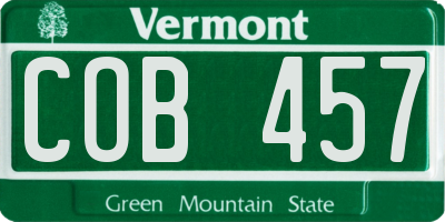 VT license plate COB457