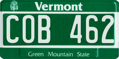 VT license plate COB462