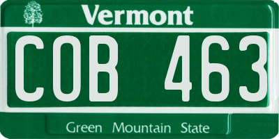 VT license plate COB463
