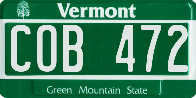 VT license plate COB472
