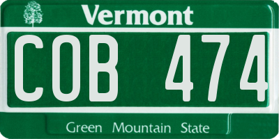 VT license plate COB474