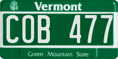 VT license plate COB477