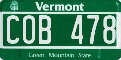 VT license plate COB478