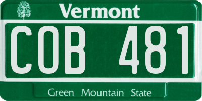 VT license plate COB481