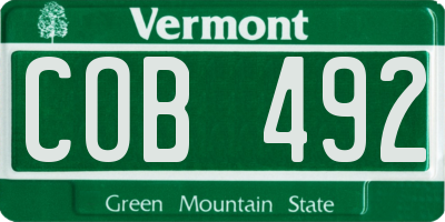 VT license plate COB492