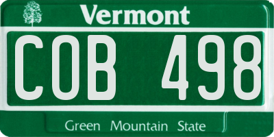 VT license plate COB498