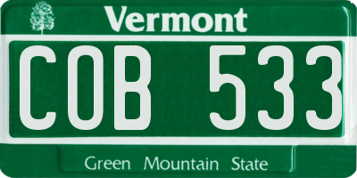 VT license plate COB533