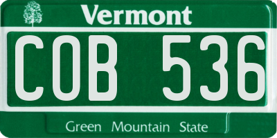 VT license plate COB536