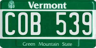 VT license plate COB539