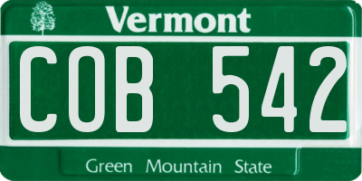 VT license plate COB542