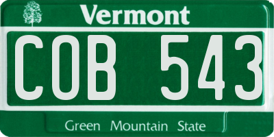 VT license plate COB543