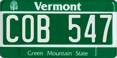 VT license plate COB547
