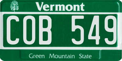 VT license plate COB549