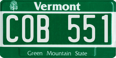 VT license plate COB551