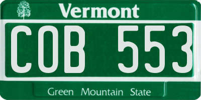 VT license plate COB553