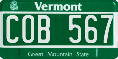 VT license plate COB567