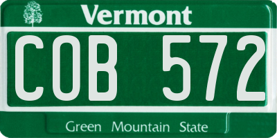 VT license plate COB572