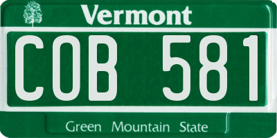 VT license plate COB581