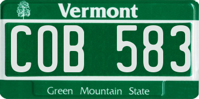 VT license plate COB583