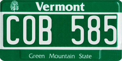 VT license plate COB585