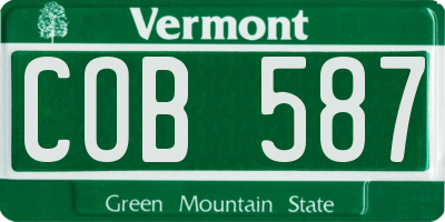 VT license plate COB587