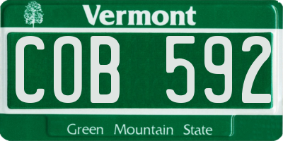 VT license plate COB592