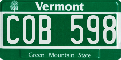 VT license plate COB598