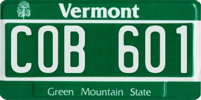 VT license plate COB601