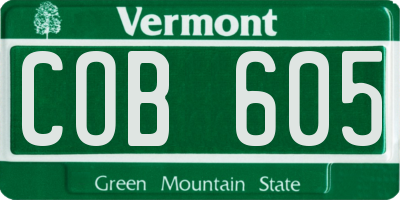 VT license plate COB605