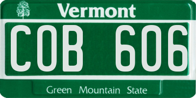 VT license plate COB606