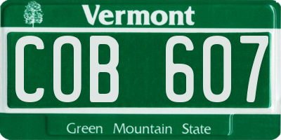 VT license plate COB607