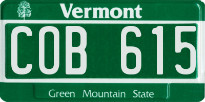 VT license plate COB615