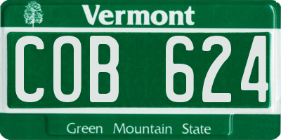 VT license plate COB624
