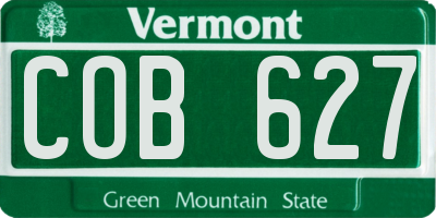 VT license plate COB627