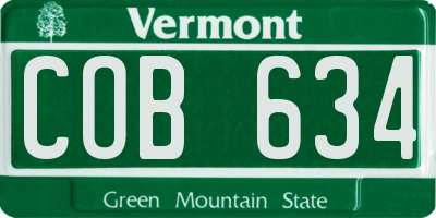 VT license plate COB634