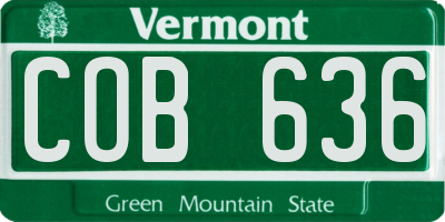 VT license plate COB636