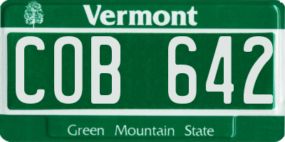 VT license plate COB642