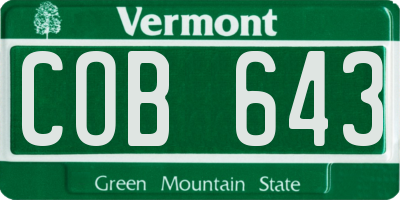 VT license plate COB643