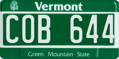 VT license plate COB644