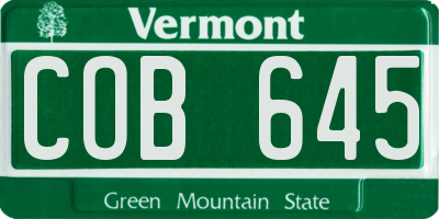 VT license plate COB645