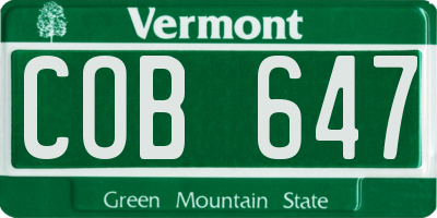 VT license plate COB647