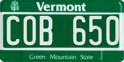 VT license plate COB650
