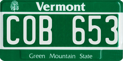 VT license plate COB653