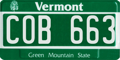 VT license plate COB663