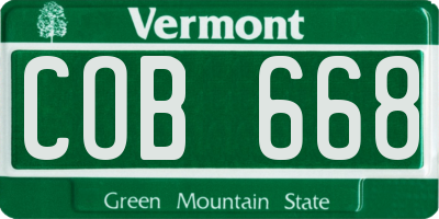 VT license plate COB668