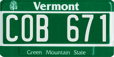 VT license plate COB671