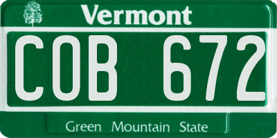 VT license plate COB672
