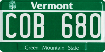 VT license plate COB680