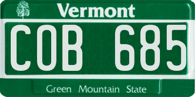 VT license plate COB685
