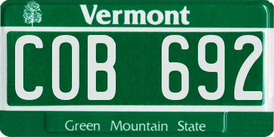 VT license plate COB692